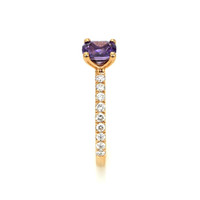0.98 Ct. Bluish Purple Sapphire and Natural Diamond Pave Ring, 18K Rose Gold Image