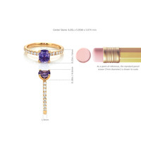 0.98 Ct. Bluish Purple Sapphire and Natural Diamond Pave Ring, 18K Rose Gold Image