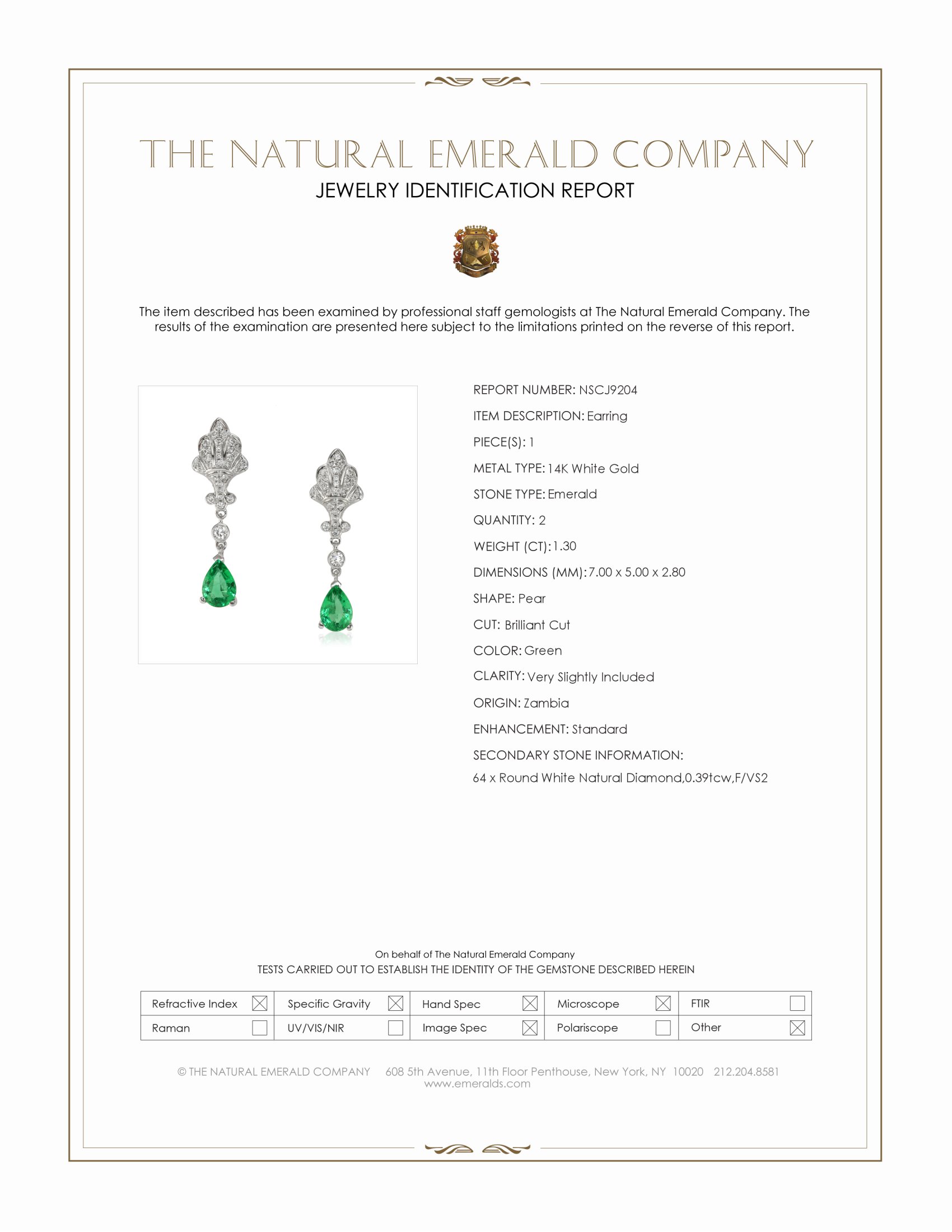 1.30 Ct.Tw. Emerald and Natural Diamond Pave Earrings, 14K White Gold