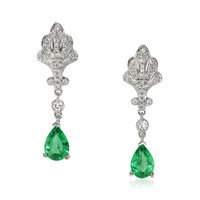 1.30 Ct.Tw. Emerald Natural Diamond Pave Earrings, 14K White Gold Video