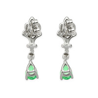 1.30 Ct.Tw. Emerald Natural Diamond Pave Earrings, 14K White Gold Image