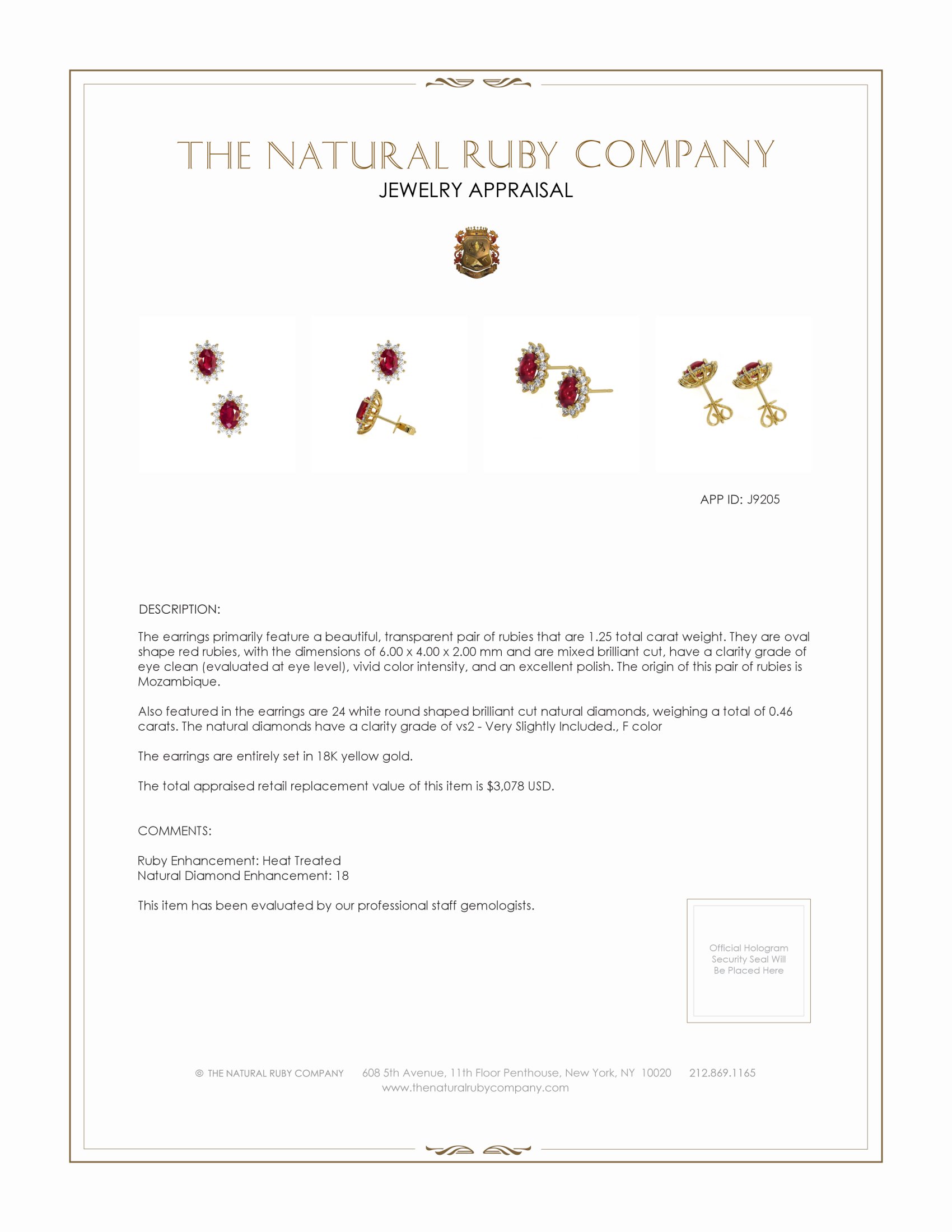 1.25 Ct.Tw. Ruby Natural Diamond Halo Earrings, 18K Yellow Gold