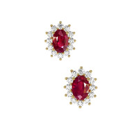 1.25 Ct.Tw. Ruby Natural Diamond Halo Earrings, 18K Yellow Gold Video