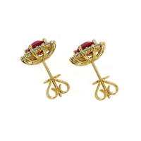 1.25 Ct.Tw. Ruby Natural Diamond Halo Earrings, 18K Yellow Gold Image