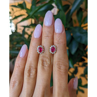 1.25&nbsp;Ct.Tw.Total Carat Weight Ruby and Natural Diamond Studs Earrings, 18K Yellow Gold Life Style