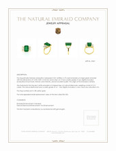 4.73 Ct. Emerald Natural Diamond Three Stone Ring, 18K Yellow Gold Appraisal