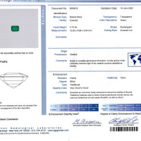 4.73 Ct. Emerald Natural Diamond Three Stone Ring, 18K Yellow Gold Scan Report