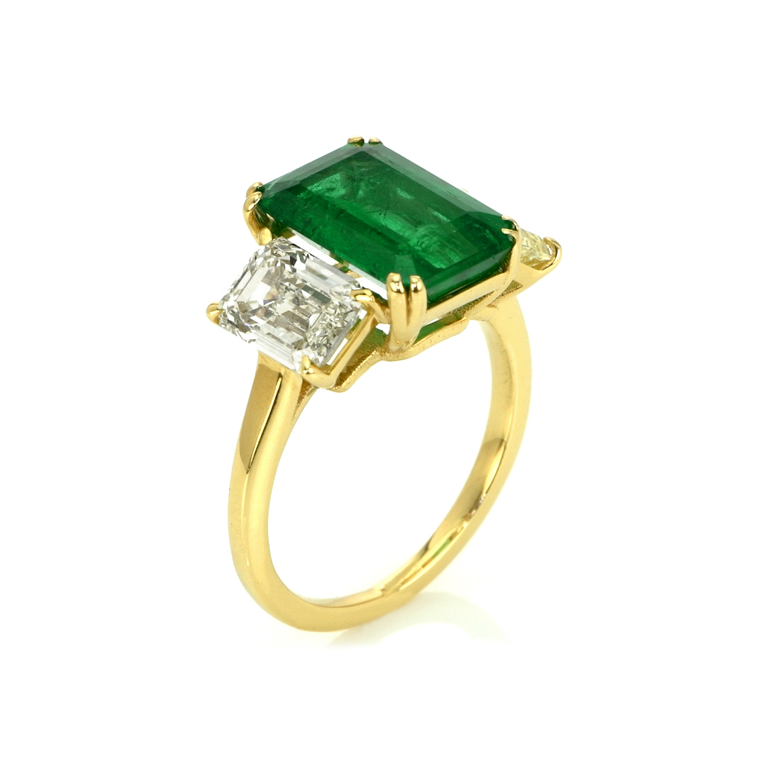 Gold cake emerald, cut crystal and round cut silver-and 18 purchases k gold plated ring.