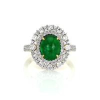 3.28 Ct. Emerald Natural Diamond Pave Ring, 14K Yellow Gold Video