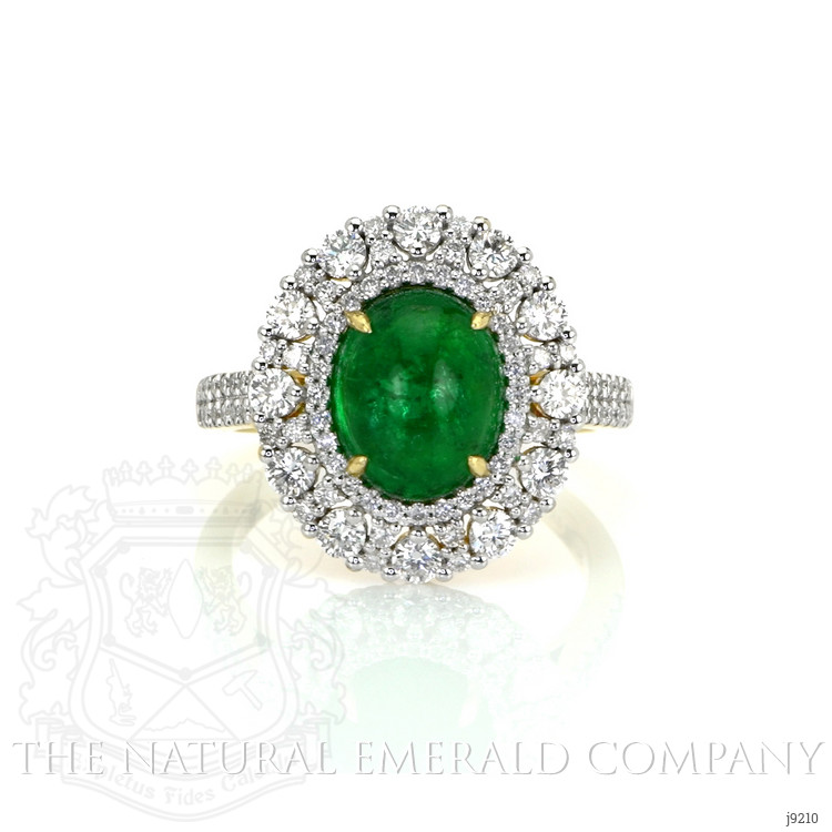 3.28 Ct. Emerald Natural Diamond Pave Ring, 14K Yellow Gold