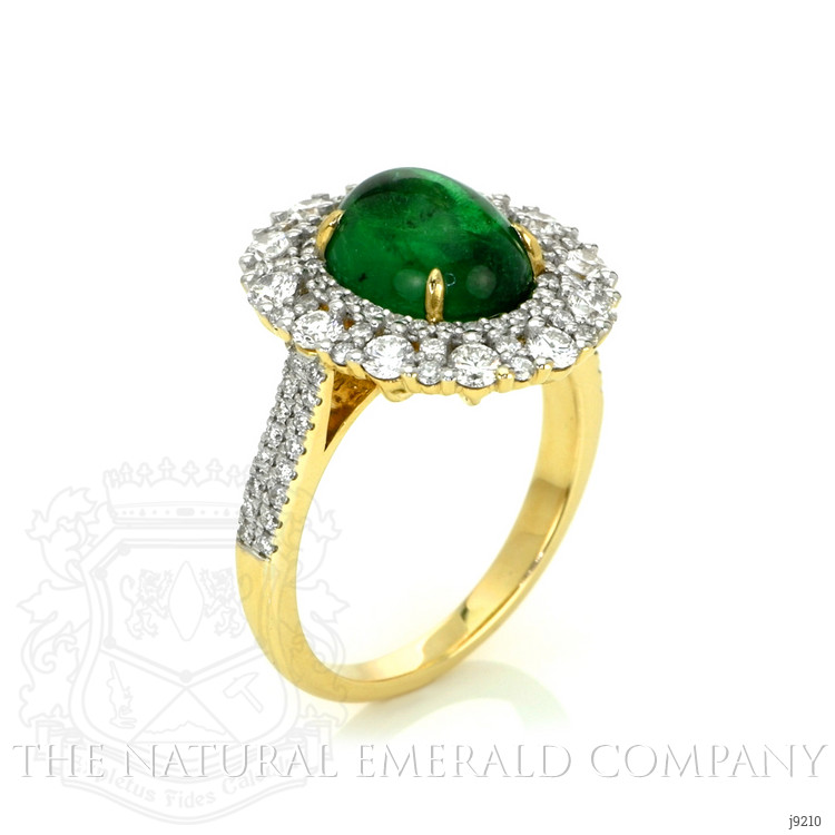 3.28 Ct. Emerald Natural Diamond Pave Ring, 14K Yellow Gold