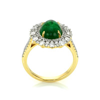3.28 Ct. Emerald Natural Diamond Pave Ring, 14K Yellow Gold Image