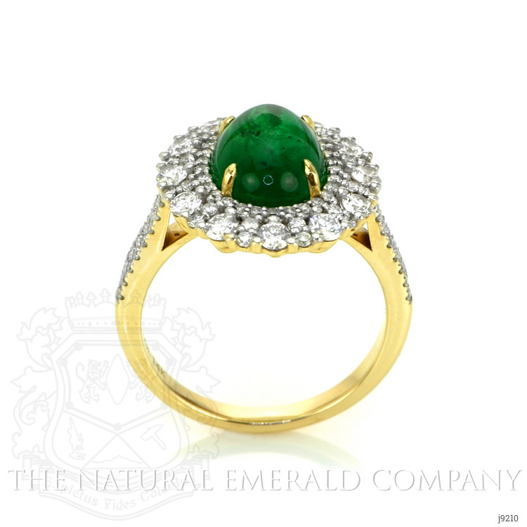 3.28 Ct. Emerald Natural Diamond Pave Ring, 14K Yellow Gold