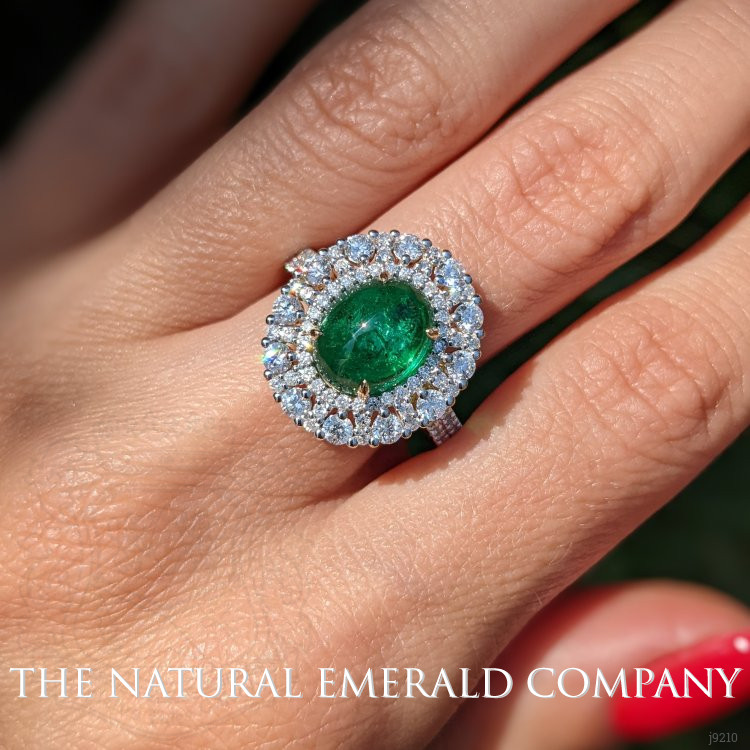 3.28 Ct. Emerald Natural Diamond Pave Ring, 14K Yellow Gold