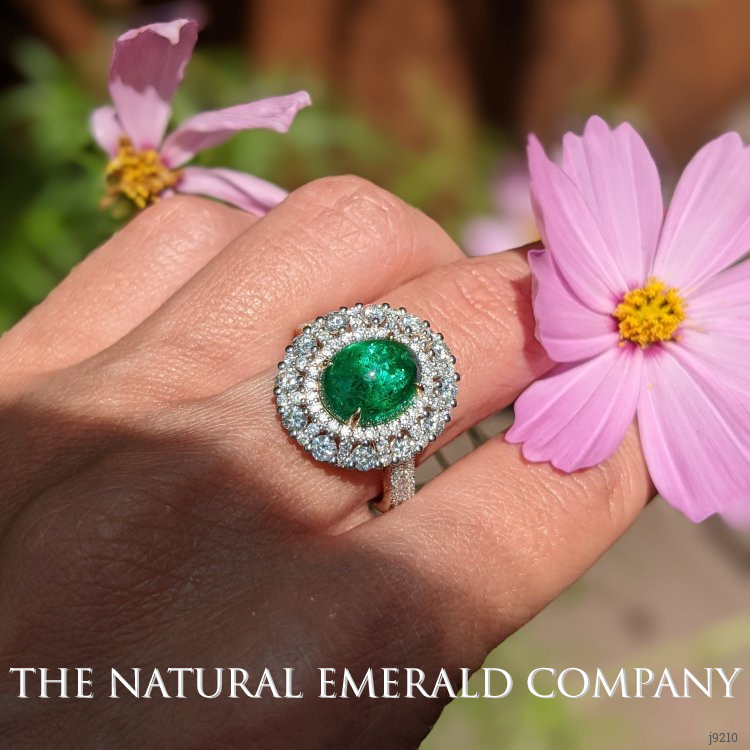 3.28 Ct. Emerald Natural Diamond Pave Ring, 14K Yellow Gold