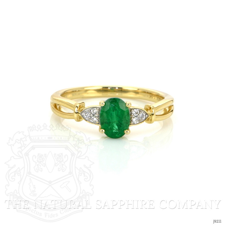 0.75 Ct. Emerald and Natural Diamond Pave Ring, 14K Yellow Gold