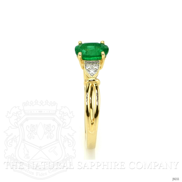 0.75 Ct. Emerald and Natural Diamond Pave Ring, 14K Yellow Gold
