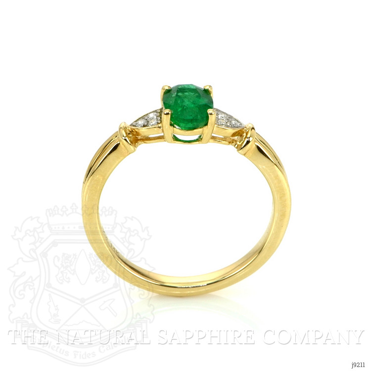 0.75 Ct. Emerald and Natural Diamond Pave Ring, 14K Yellow Gold