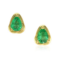 2.27 Ct.Tw.Total Carat Weight Emerald Studs Earrings, 18K Yellow Gold Video