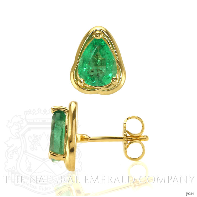 2.27 Ct.Tw. Emerald Studs Earrings, 18K Yellow Gold