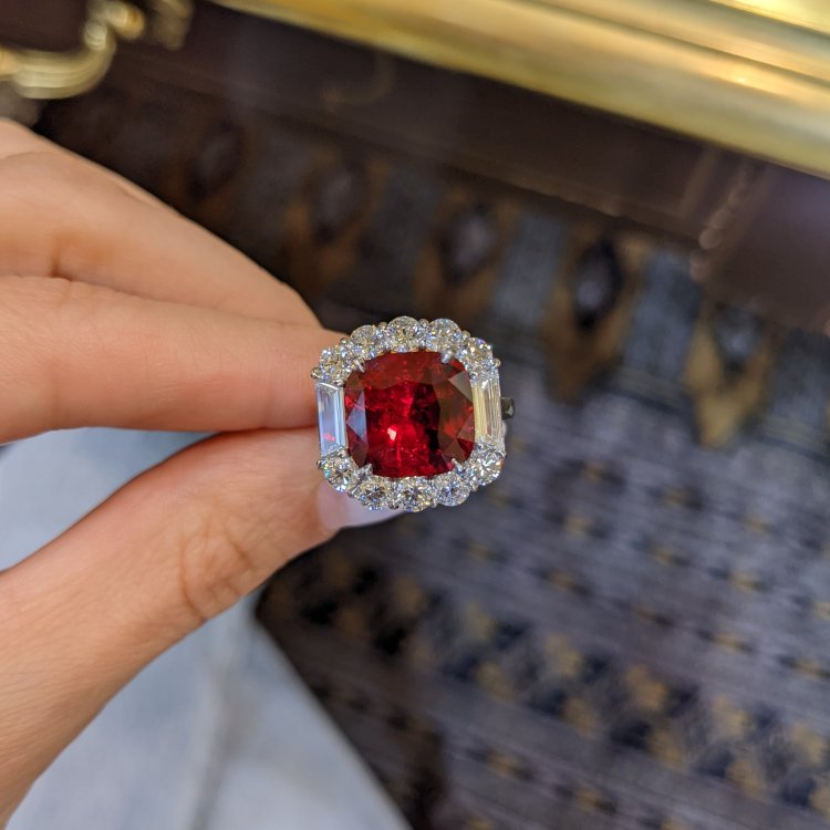 8.07 Ct. Ruby Natural Diamond Antique Style Ring Platinum 950