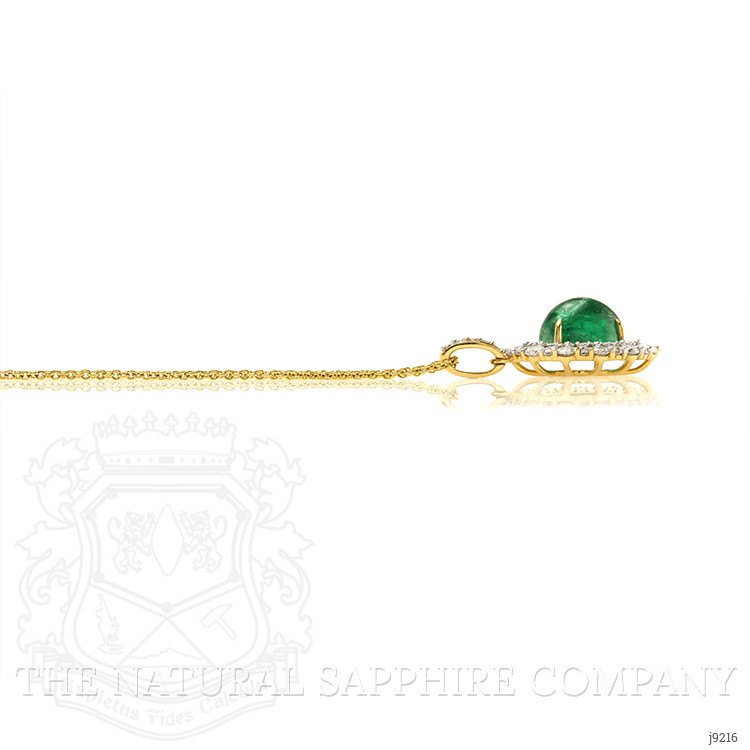 3.32 Ct. Emerald and Natural Diamond Pave Pendant, 14K Yellow Gold