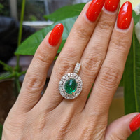 3.32 Ct. Emerald and Natural Diamond Pave Pendant, 14K Yellow Gold Life Style
