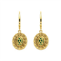 4.37 Ct.Tw. Emerald Natural Diamond Pave Earrings, 14K Yellow Gold Image
