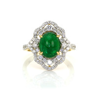 3.14 Ct. Emerald Natural Diamond Pave Ring, 14K Yellow Gold Video