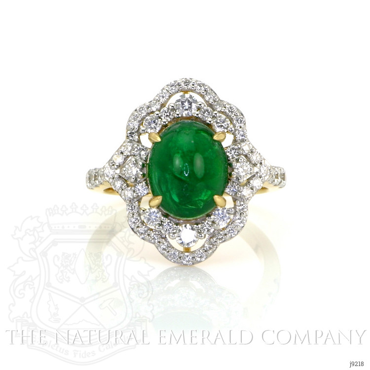 3.14 Ct. Emerald Natural Diamond Pave Ring, 14K Yellow Gold