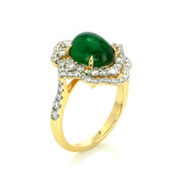 3.14 Ct. Emerald Natural Diamond Pave Ring, 14K Yellow Gold Image