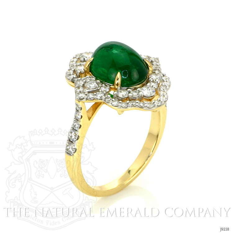 3.14 Ct. Emerald Natural Diamond Pave Ring, 14K Yellow Gold