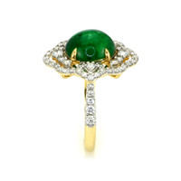 3.14 Ct. Emerald Natural Diamond Pave Ring, 14K Yellow Gold Image
