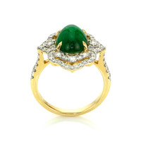 3.14 Ct. Emerald Natural Diamond Pave Ring, 14K Yellow Gold Image