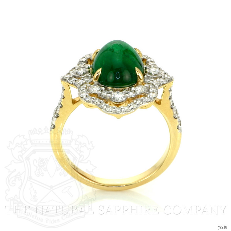 3.14 Ct. Emerald Natural Diamond Pave Ring, 14K Yellow Gold