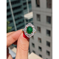 3.14 Ct. Emerald Natural Diamond Pave Ring, 14K Yellow Gold Life Style