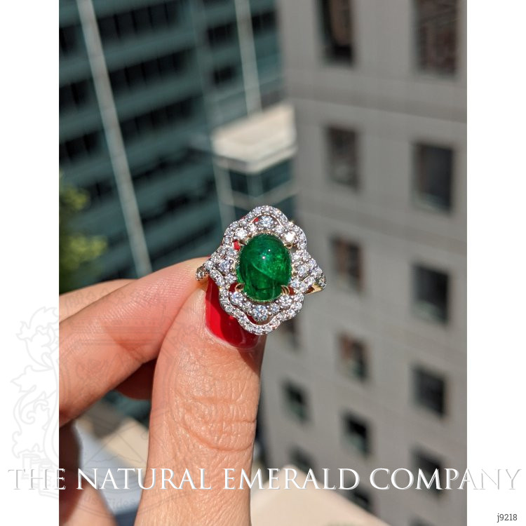 3.14 Ct. Emerald Natural Diamond Pave Ring, 14K Yellow Gold