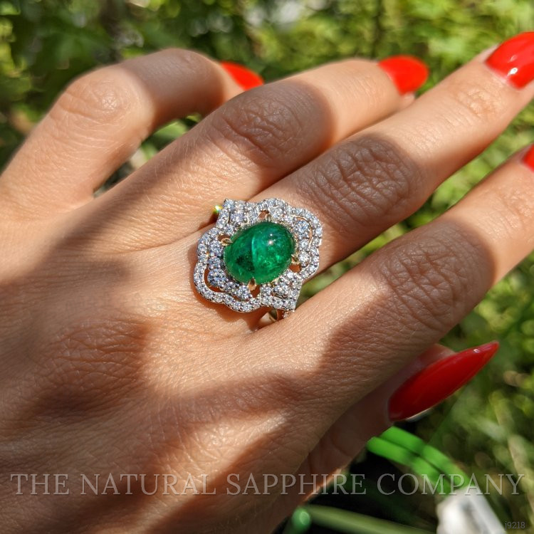 3.14 Ct. Emerald Natural Diamond Pave Ring, 14K Yellow Gold