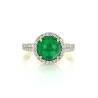 3.98 Ct. Emerald Natural Diamond Pave Ring, 14K Yellow Gold Video