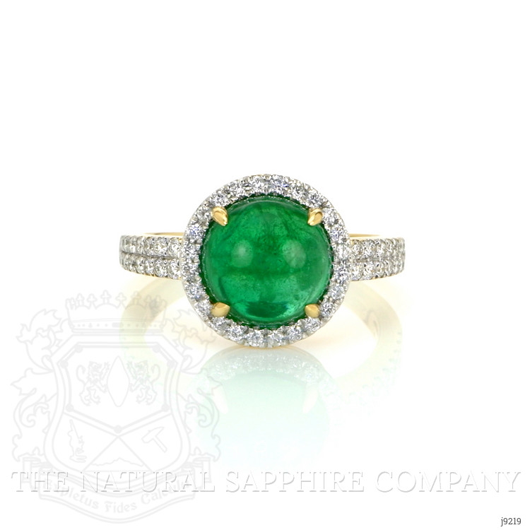 3.98 Ct. Emerald Natural Diamond Pave Ring, 14K Yellow Gold