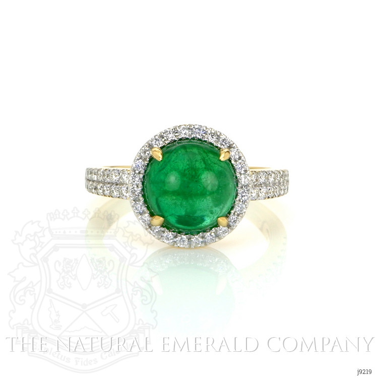 3.98 Ct. Emerald Natural Diamond Pave Ring, 14K Yellow Gold