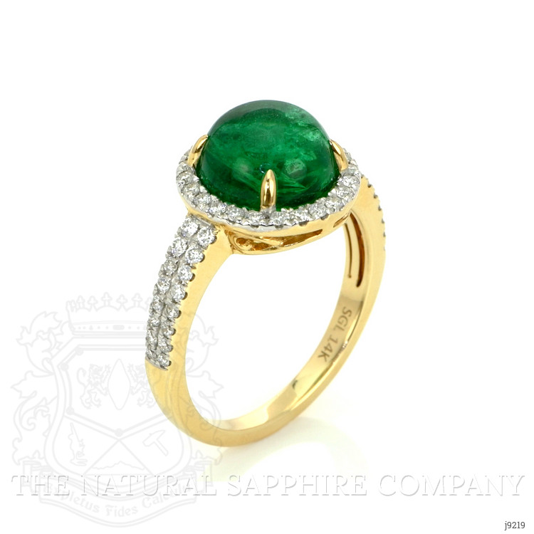 3.98 Ct. Emerald Natural Diamond Pave Ring, 14K Yellow Gold