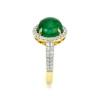 3.98 Ct. Emerald Natural Diamond Pave Ring, 14K Yellow Gold Image