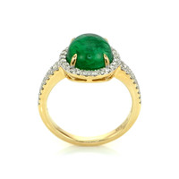 3.98 Ct. Emerald Natural Diamond Pave Ring, 14K Yellow Gold Image