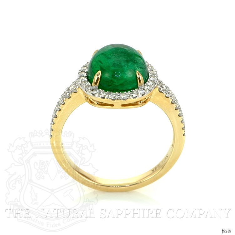 3.98 Ct. Emerald Natural Diamond Pave Ring, 14K Yellow Gold