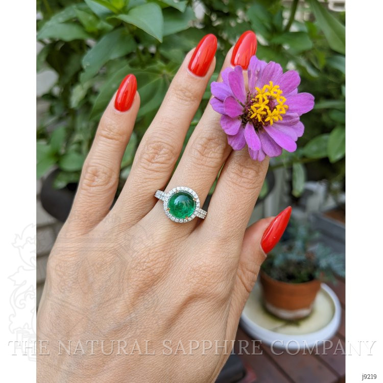 3.98 Ct. Emerald Natural Diamond Pave Ring, 14K Yellow Gold