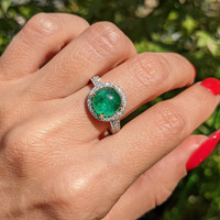 3.98 Ct. Emerald and Diamond Ring, 14K Yellow Gold Life Style
