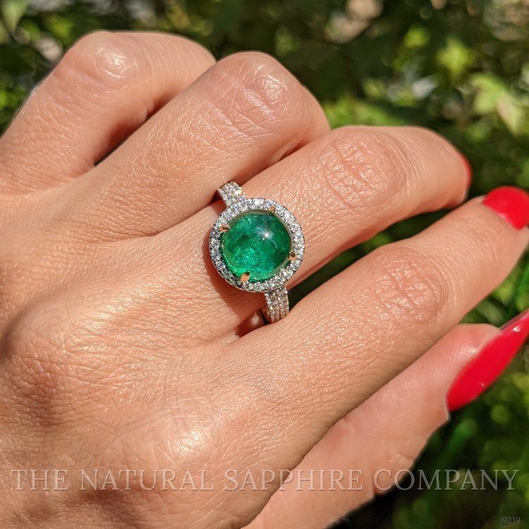 3.98 Ct. Emerald Natural Diamond Pave Ring, 14K Yellow Gold