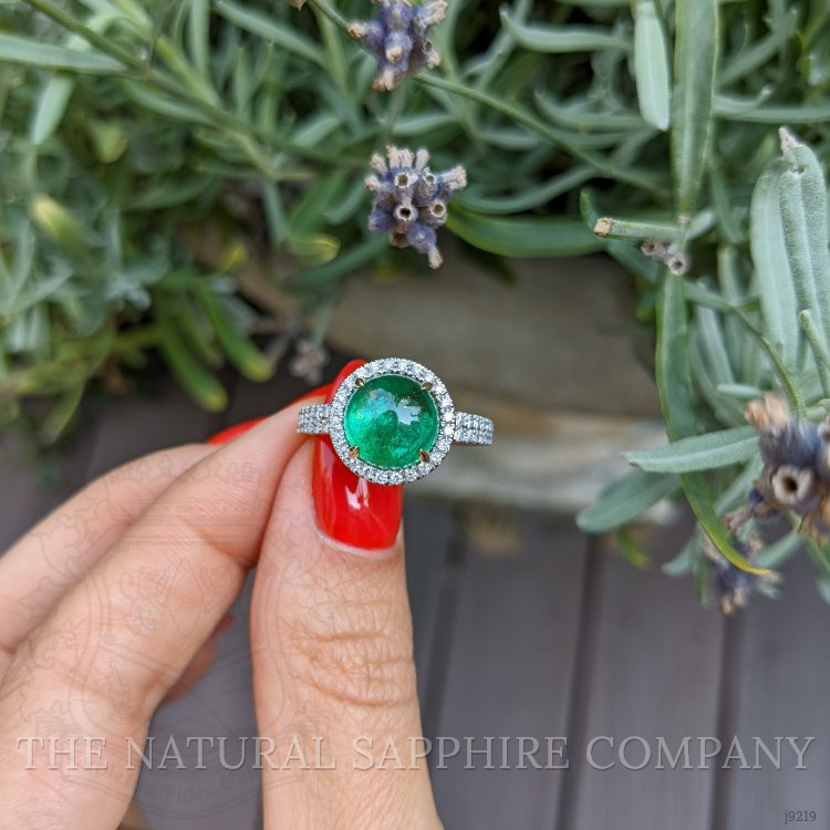 3.98 Ct. Emerald Natural Diamond Pave Ring, 14K Yellow Gold