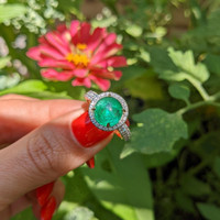 3.98 Ct. Emerald and Diamond Ring, 14K Yellow Gold Life Style